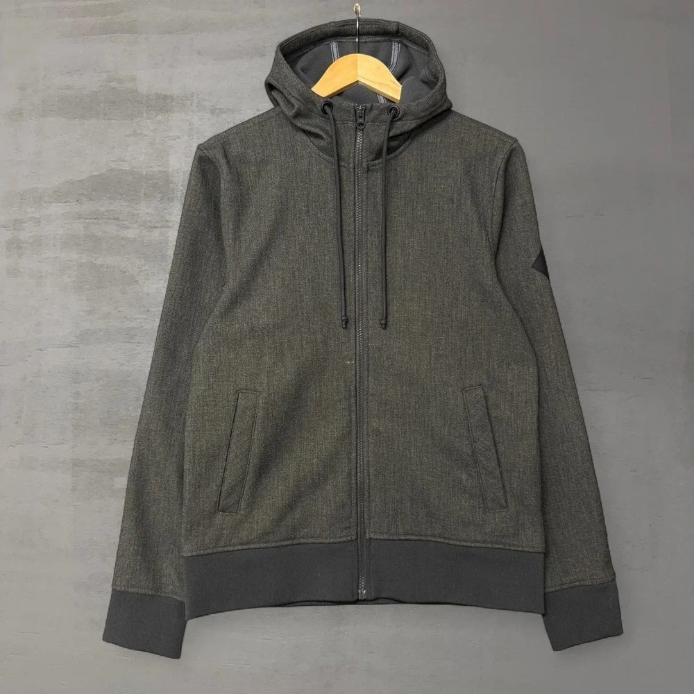 The North Face Full Zip Hoodie Grey Heather‎ Fleece Lined Jacket Small Mens